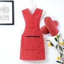 New Fashionable and Attractive Lapel Waistcoat Summer Kitchen Cooking Worker Sleeveless Smock Apron for Women