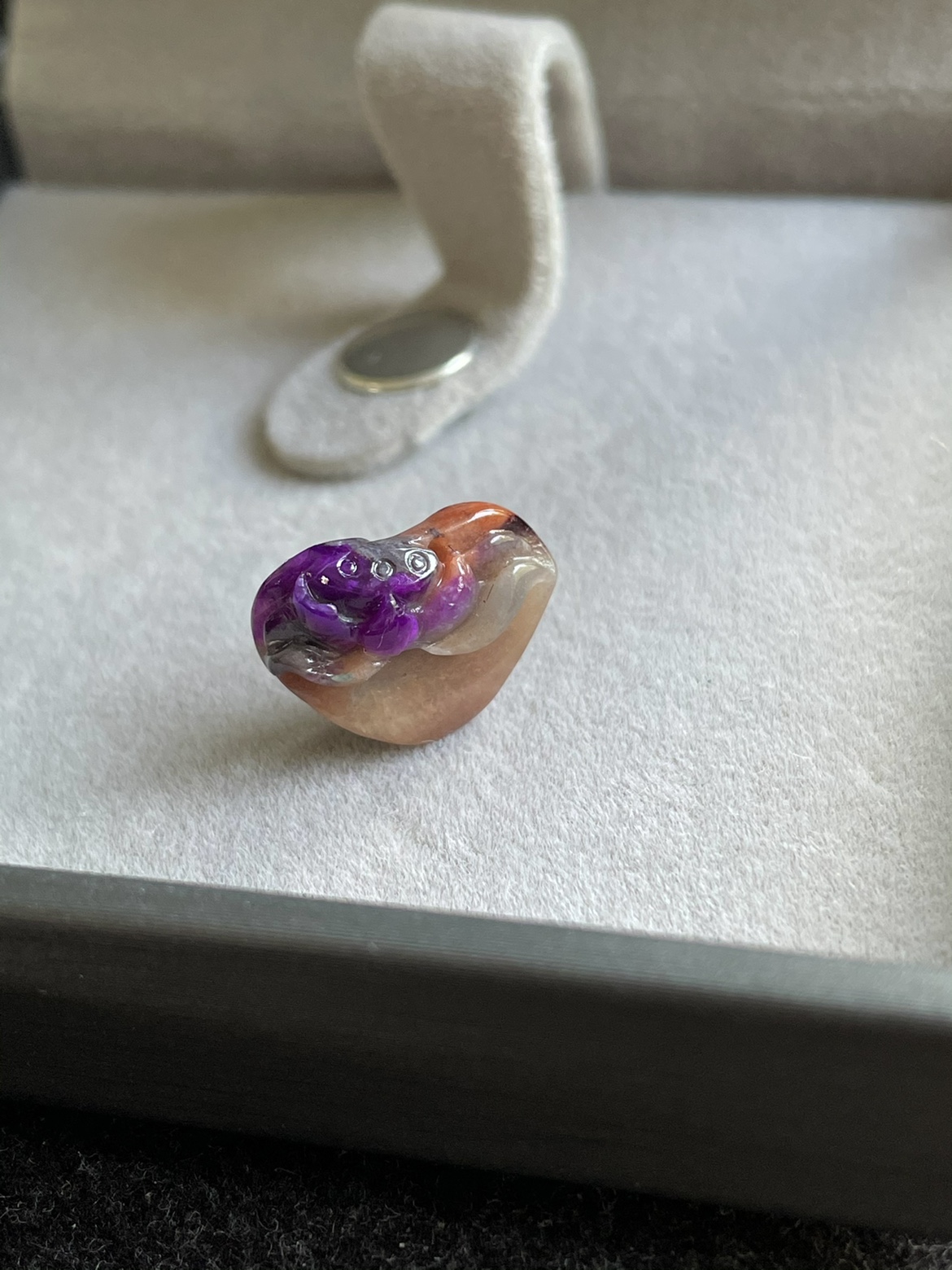 醒走 稀有橘色舒俱来皇家紫荷花雕刻莲花心型爱心吊坠裸石苏纪石
