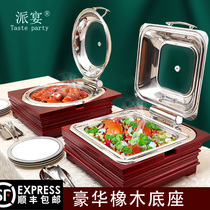 High-end star hotel buffet insulation stove wooden seat hydraulic Buffy stove electric heating plate breakfast room tableware and utensils