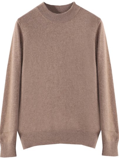 Herbst und Winter halber Rollkragenpullover aus 100 % reinem Kaschmir, neuer Pullover für Damen, lockerer, verdickter Pullover, gestrickter Basispullover