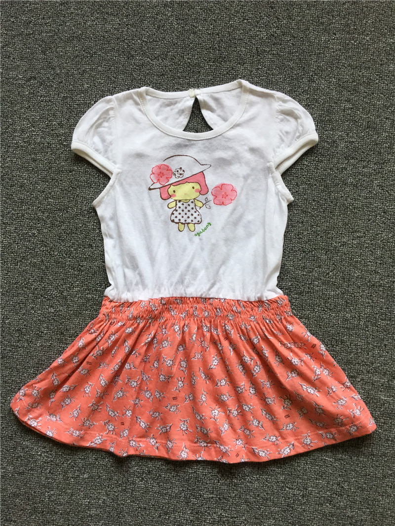 2022 Han Uni Foreign Trade Summer New Girl Hollowed-out Printed Pure Cotton Knit Foreign Dress Printed Cute Skirt