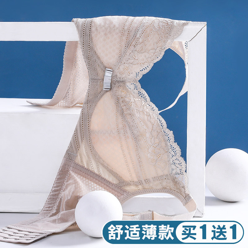 Summer underwear women without underwire big breasts show small brassieres large size thin converging adjustment of breast prolapse prevention