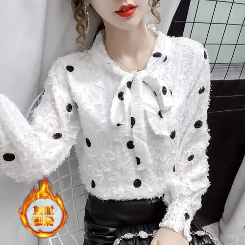 Осенняя милая рубашка, флисовый кружевной шелковый приятный телу лонгслив, коллекция 2021, в корейском стиле, по фигуре