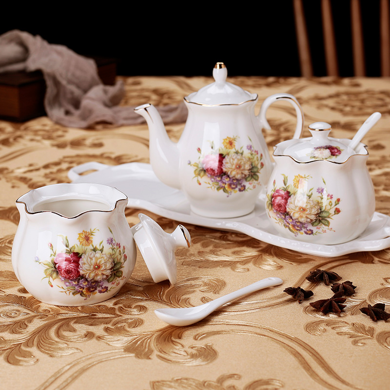 Nordic household bone china seasoning box Seasoning pot Pepper pot oil pot Vinegar pot set combination kitchen soy sauce pot Salt pot