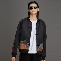 (Mustard original) Yuntang Chinese style printing design handmade shoulder sleeve improved Tang suit women