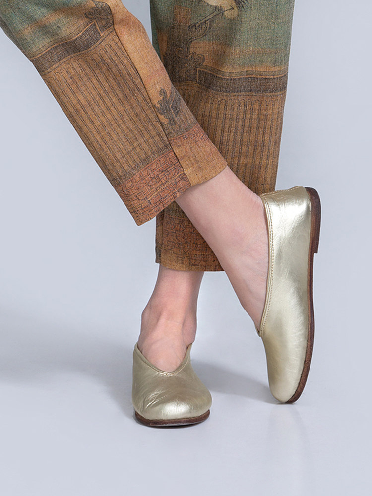 (Mustard original)sandalwood full cowhide buffalo leather outsole Chinese style Chinese handmade custom low-top shoes