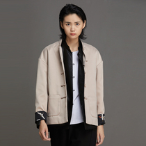 (Mustard original) Jiuxiao Chinese style collar handmade one-character buckle design Chinese modified Tang suit jacket