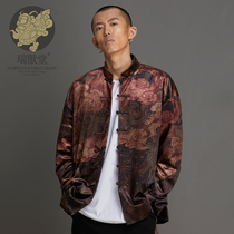 (Mens Ruishuotang) Chinese style youth velvet print stand collar buckle Tang jacket mens style