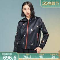 (mustard original) JGB China Wind Scatter Print Design Baseball Suit Fashion Jacket Sweater Jacket Woman