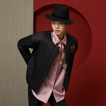 (Mustard original) scholar Chinese style national tide coat round neck text embroidery design short cotton women