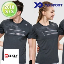 2018 Spring Summer New Pint Korea YD SPORT Badminton Suit Men And Women Speed Dry Suction Sweat Movement Short Sleeve T-shirt