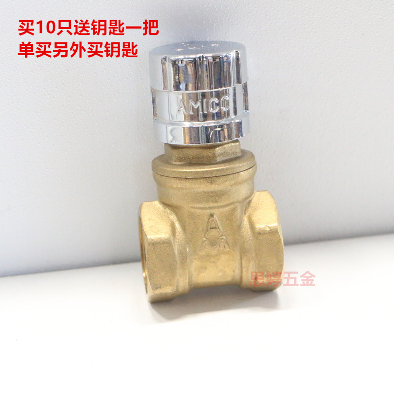 Emekke 196 brass locking type anti-theft valve magnetic belt lock gate valve switch key property control heating valve