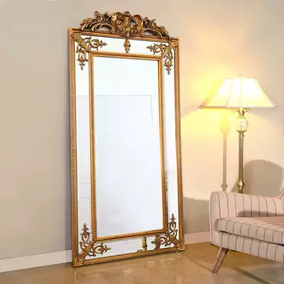 European mirror full body wall mirror home Palace retro full-length mirror clothing store large full-length mirror carved floor mirror