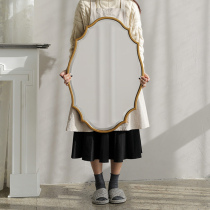 French retro bathroom mirror American light luxury smart bathroom vanity mirror wall-mounted special-shaped oval vanity mirror