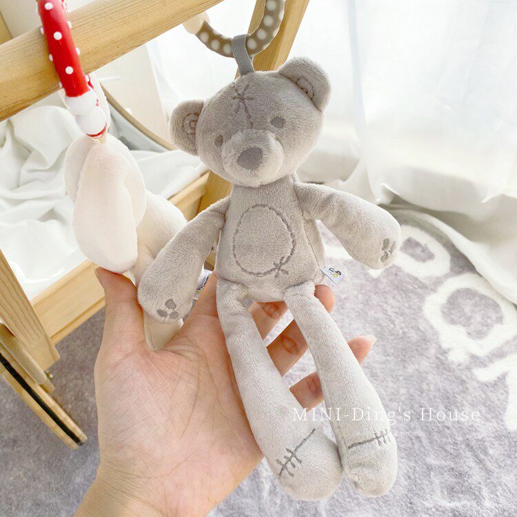 Crystal Soft Plush Rabbit Small Bear Wind Bell Newborn Bed Hang Comforts Doll Early Teaching Puzzle Toy