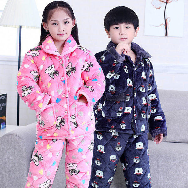 索妮洁 冬季加厚三层夹棉珊瑚绒 儿童保暖家居服 天猫优惠券折后￥49包邮（￥69-20）男、女童110~160码多款可选