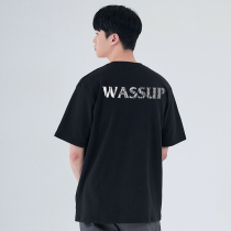 WASSUP Summer Pure Cotton American Retro Heavy Lbs Short Sleeve T-Shirt Male Loose Big Yards and casual half-sleeve mistress