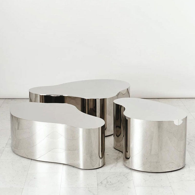 Stainless steel irregular coffee table hotel lobby reception area coffee table negotiation tea table living room metal coffee table