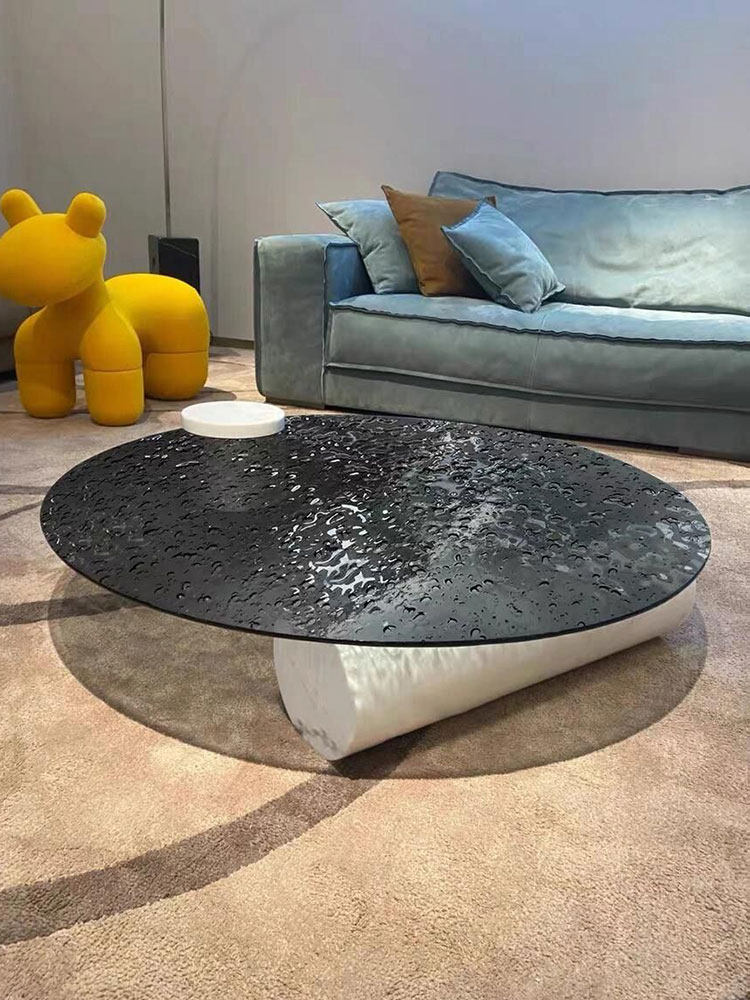 Italian Baxter water ripple coffee table marble designer model room personality round creative glass round table