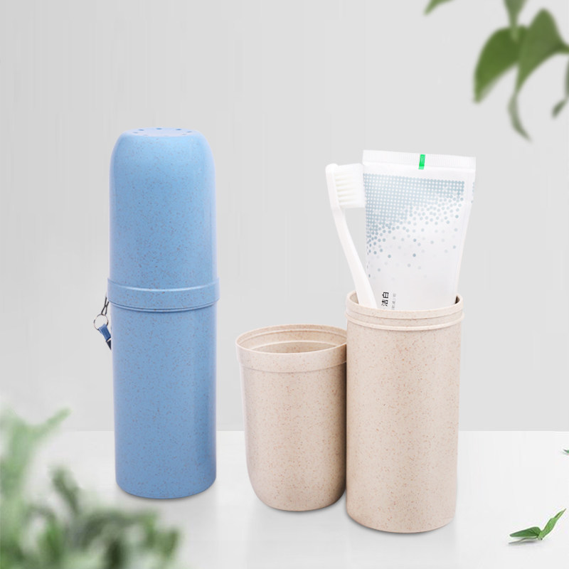 Business trip Wheat straw straw cup Simple portable couple wash cup set Multi-function toothbrush toothpaste storage box