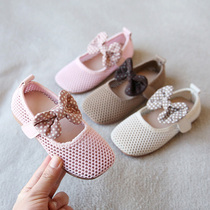 Girls hollow shoes 2021 summer new Korean bow soft mesh breathable sandals girl princess shoes