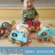 Pull toddler toy car puppy pull car baby child pull rope pull wire 1-2-3 year old one-year-old baby boy car