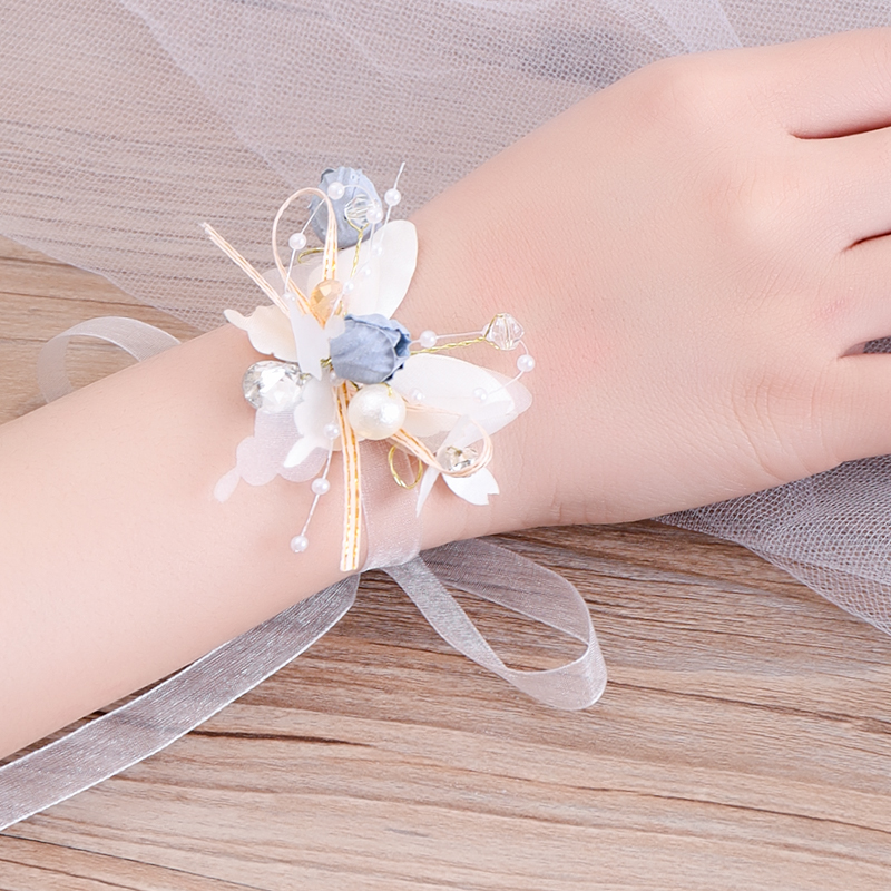 Korean Super Sen Sen simple wrist flower bridesmaid group Bride sister unity wedding hand flower bracelet Wedding gift