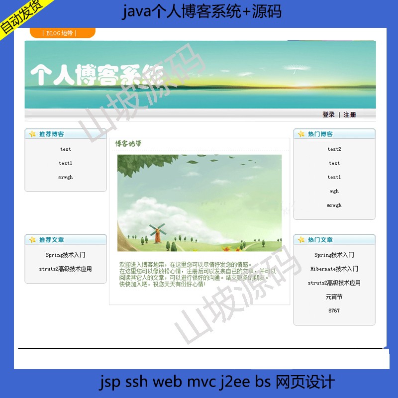 java Personal Blog System Source Code Document Jsp ssh web mvc j2ee bs Web Design