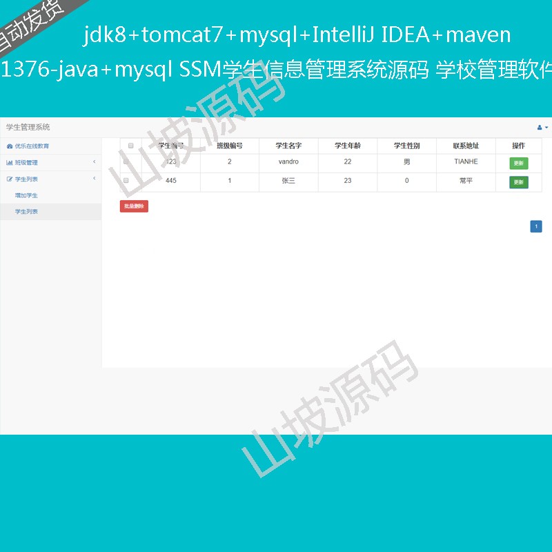 1376-java mysql SSM student information management system source code school management software source code