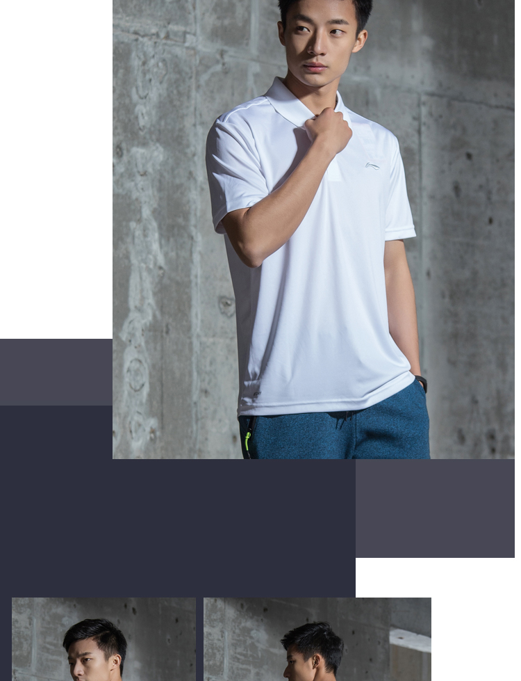 Li Ning ngắn tay áo polo nam đào tạo hàng loạt nhanh chóng làm khô bình thường mát áo khoác nam ngắn mùa hè thể thao polo trắng