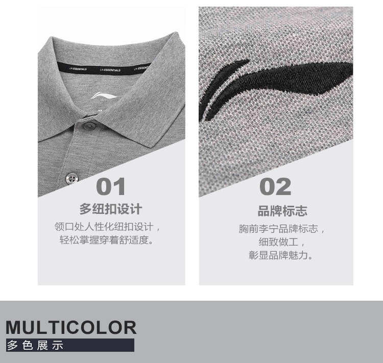 Li Ning áo sơ mi ngắn tay nam hàng loạt đào tạo mới thấm hút bông ve áo thể thao mùa hè ngắn áo polo zara