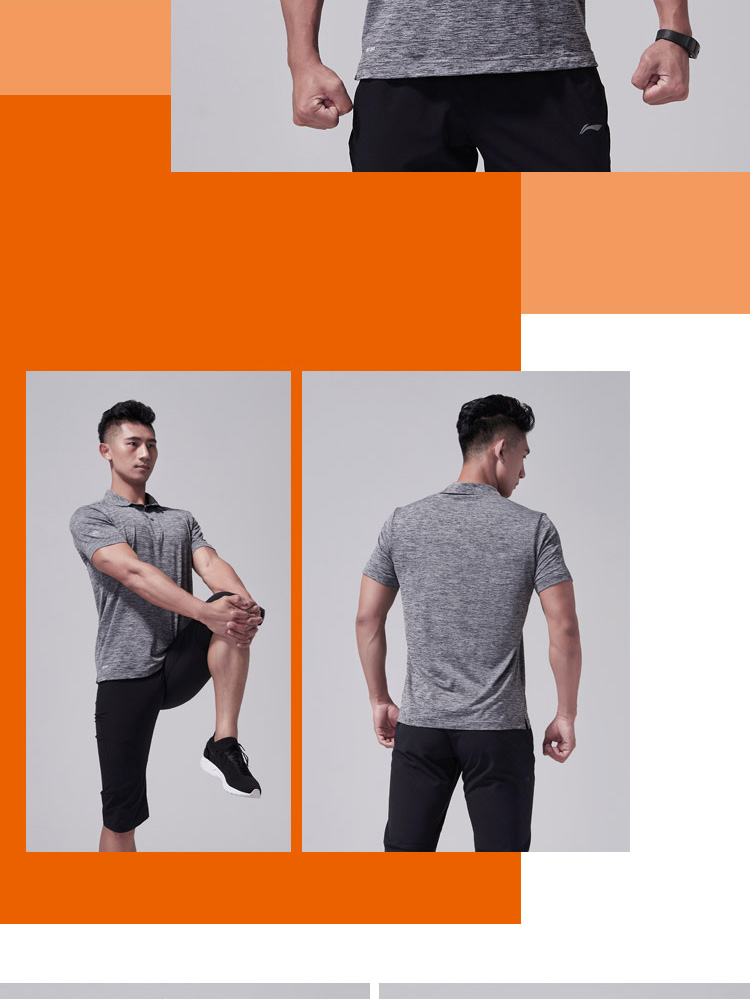 Li Ning áo sơ mi ngắn tay nam hàng loạt đào tạo mới nhanh khô mát ve áo mùa hè thể thao đan áo phông polo nam