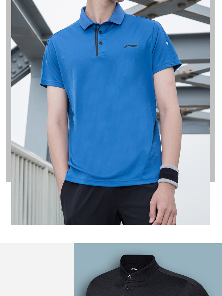 Li Ning áo sơ mi ngắn tay nam tập thể dục mới loạt đồ thể thao ve áo nam thể thao mùa hè áo polo nữ tay lỡ