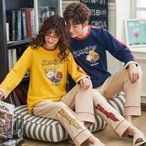 Lovers Sleepwear Spring Autumn Pure Cotton Fashion Cartoon Long Sleeve Home Conserved Men And Women Round Collar Sports All Cotton Extractable Suits