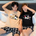 Couple pajama cô gái dễ thương Chuột Mickey ròng đỏ nổ bông cotton mùa hè mens mỏng nhà quần áo hai mảnh bộ có thể kiệt sức. 