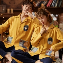 Lovers pyjamas womens spring autumn style pure cotton long sleeves long pants cardiovert sweatshirt full cotton loose fall mens home conserved two suits