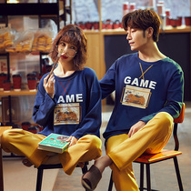 New autumn couple pajamas spring and autumn cartoon long sleeve men can wear cotton womens casual home wear suit