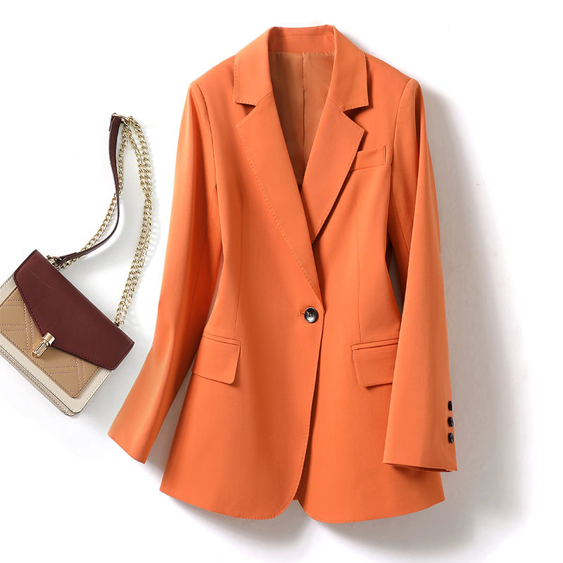 Pumpkin-Colored Blazer for Women, Spring 2026 New Style, Fashionable Slim-Fit Korean Version, Elegant and Simple Waist-Cinching Suit