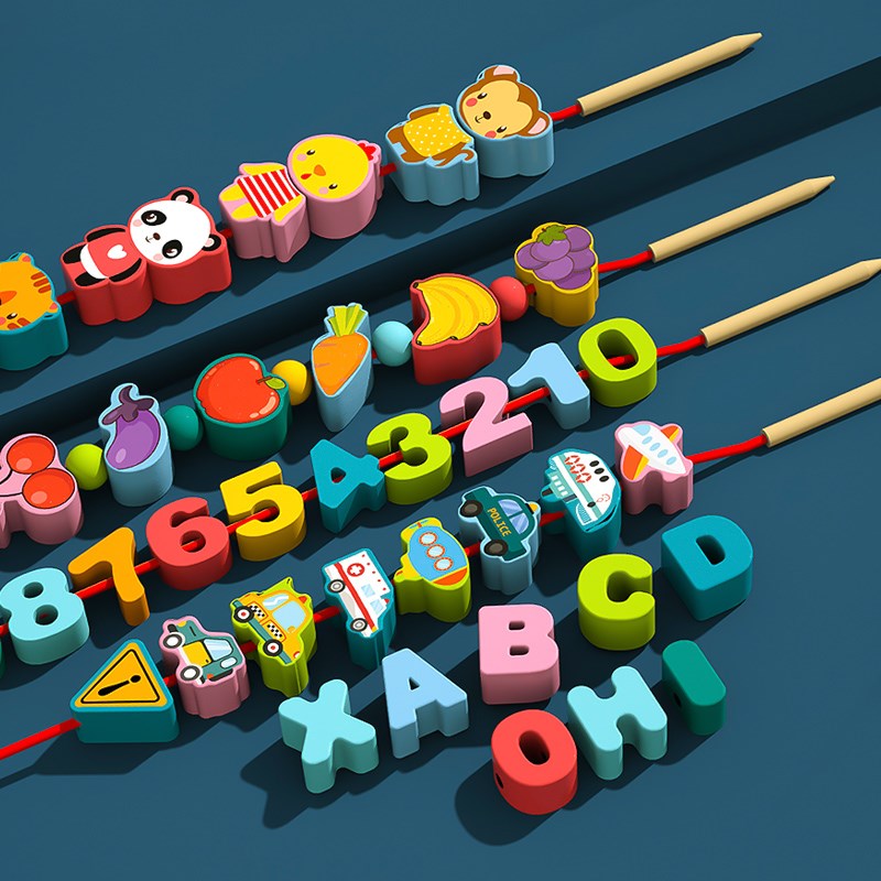 Toddler Child Beads Toy Puzzle Force early to teach male and female children threading 4 babies fine action 1 1 2-year-old 3 building blocks