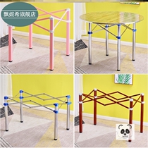 Folding table round countertop tripod stainless steel support iron frame bracket simple tempered table glass table leg bar