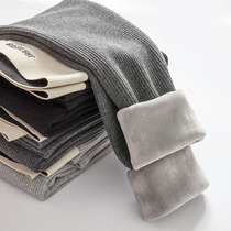 Underpants woman autumn winter plus suede thickened grey tight pants lamb suede warm black color display slim elastic thread female pants