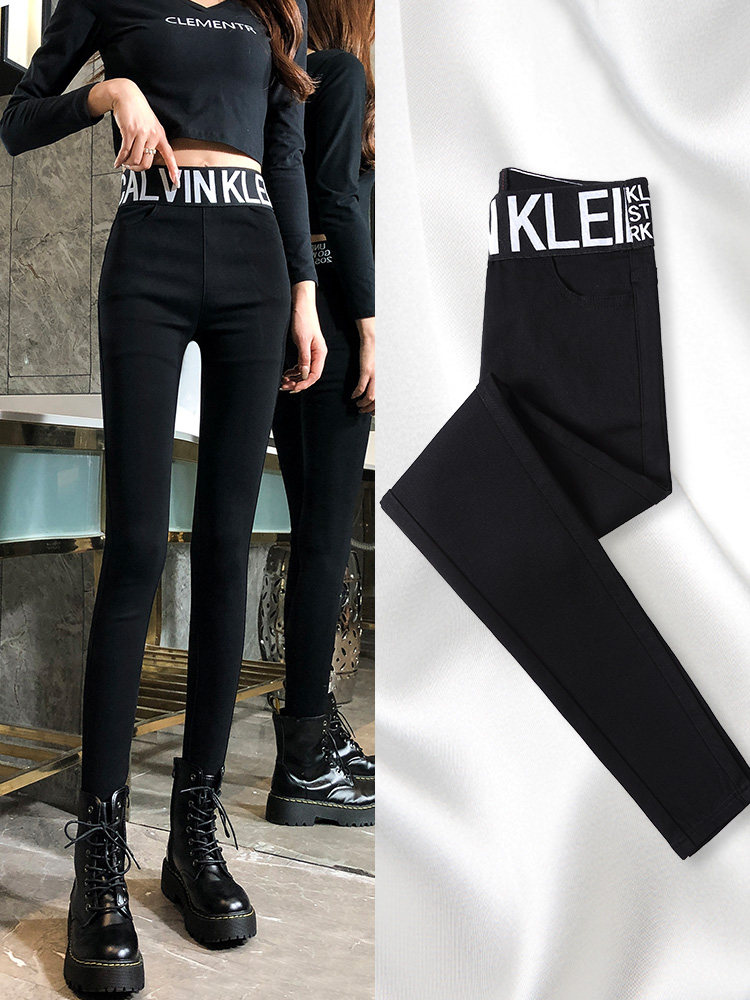 Inner Lap Pants Woman Spring Autumn Season Outwear High Waist Tight Pants Black Color high display slim Magic pants elastic slim leg Smoke Tubes Pants