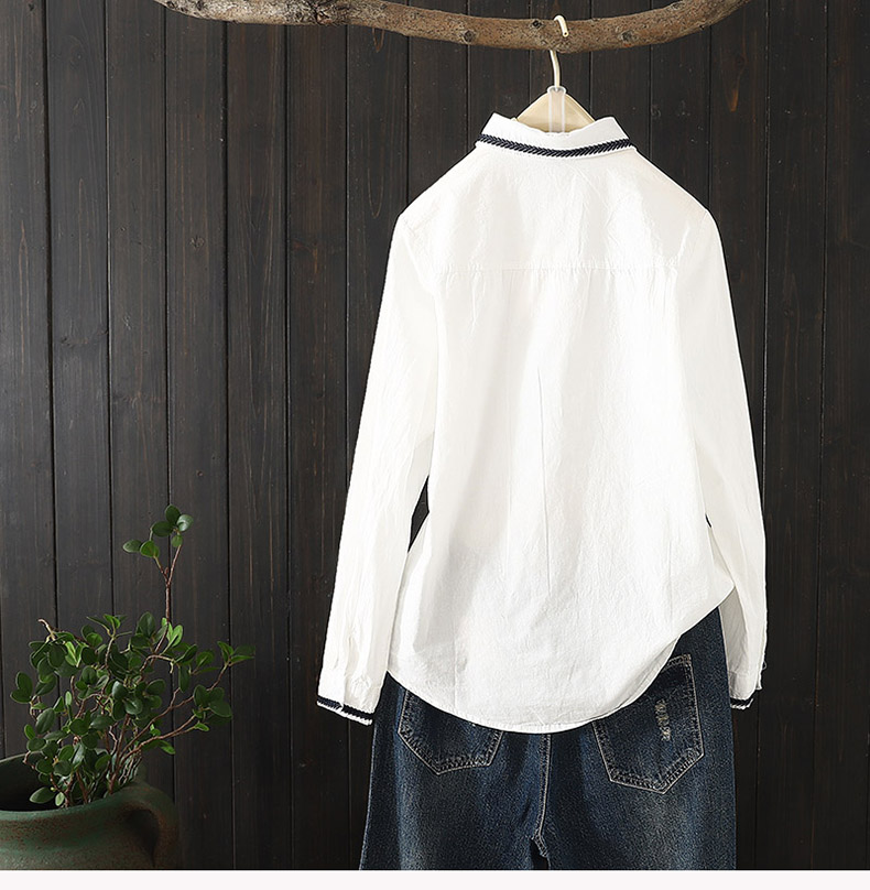 Áo sơ mi trắng cotton nữ 2018 xuân hè mới tay dài cổ áo cà vạt trắng thêu đáy áo rộng mẫu áo vest nữ đẹp nhất 2020