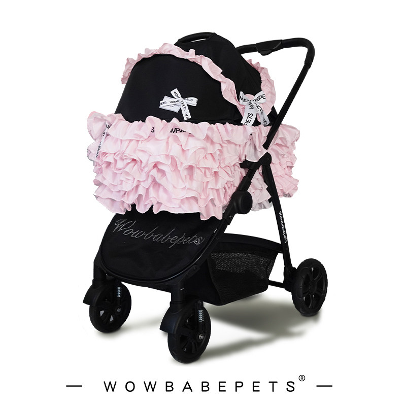 WOWBABEPETS Ice Berry Series Lightweight Foldable Basket Separation Pet Cart Cat Dog Cart Medium and Large