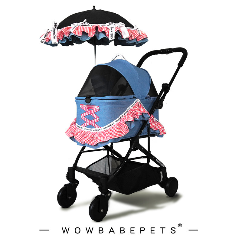 WOWBABEPETS Scottish style small pet lightweight foldable four-wheeled cart for dogs and cats