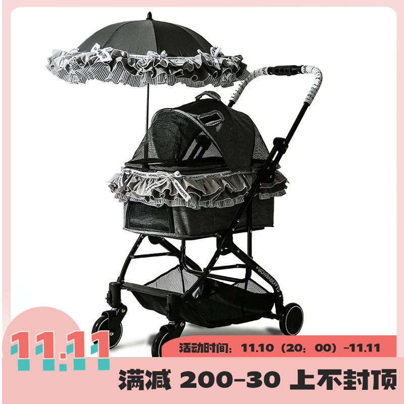 WOWBABEPETS gentleman grey pet trolley dog ​​light foldable cat trolley small go out