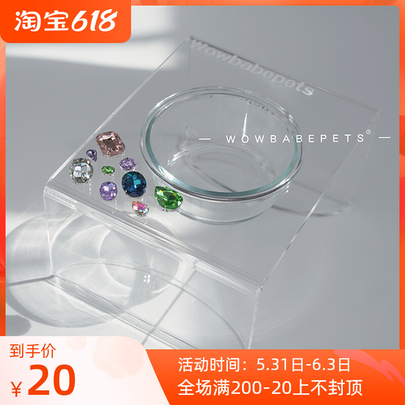 Wowbabepets High-end Pet Bowls Diamond Cat Bowls Cat Food Basin Dog Bowls Dog Food Basin Double Bowls Small And Medium Dogs