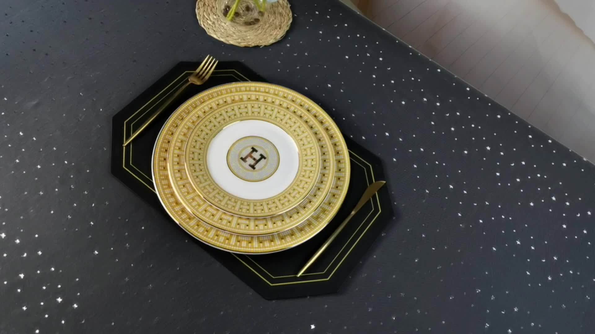 Luxury Ceramic Gold Dinner Plates Porcelain Vintage Wedding Charger