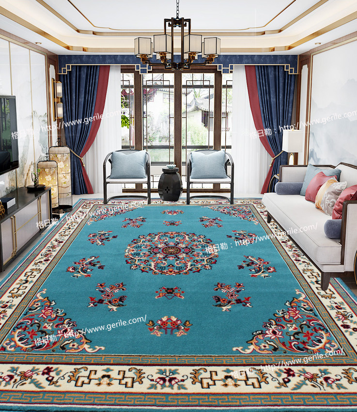 New washed fine wool woven new Chinese decorative living room study carpet Tatami bed blanket Kang blanket