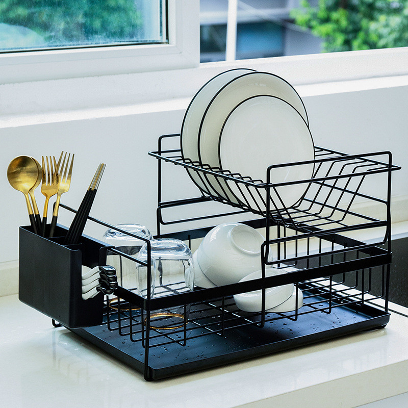 Kitchen Bowl of Dish Containing Layer Rack Sink Drain Shelf Double cool Bowl Shelf Multi-functional cup Chopstick Shelve Shelf containing shelf